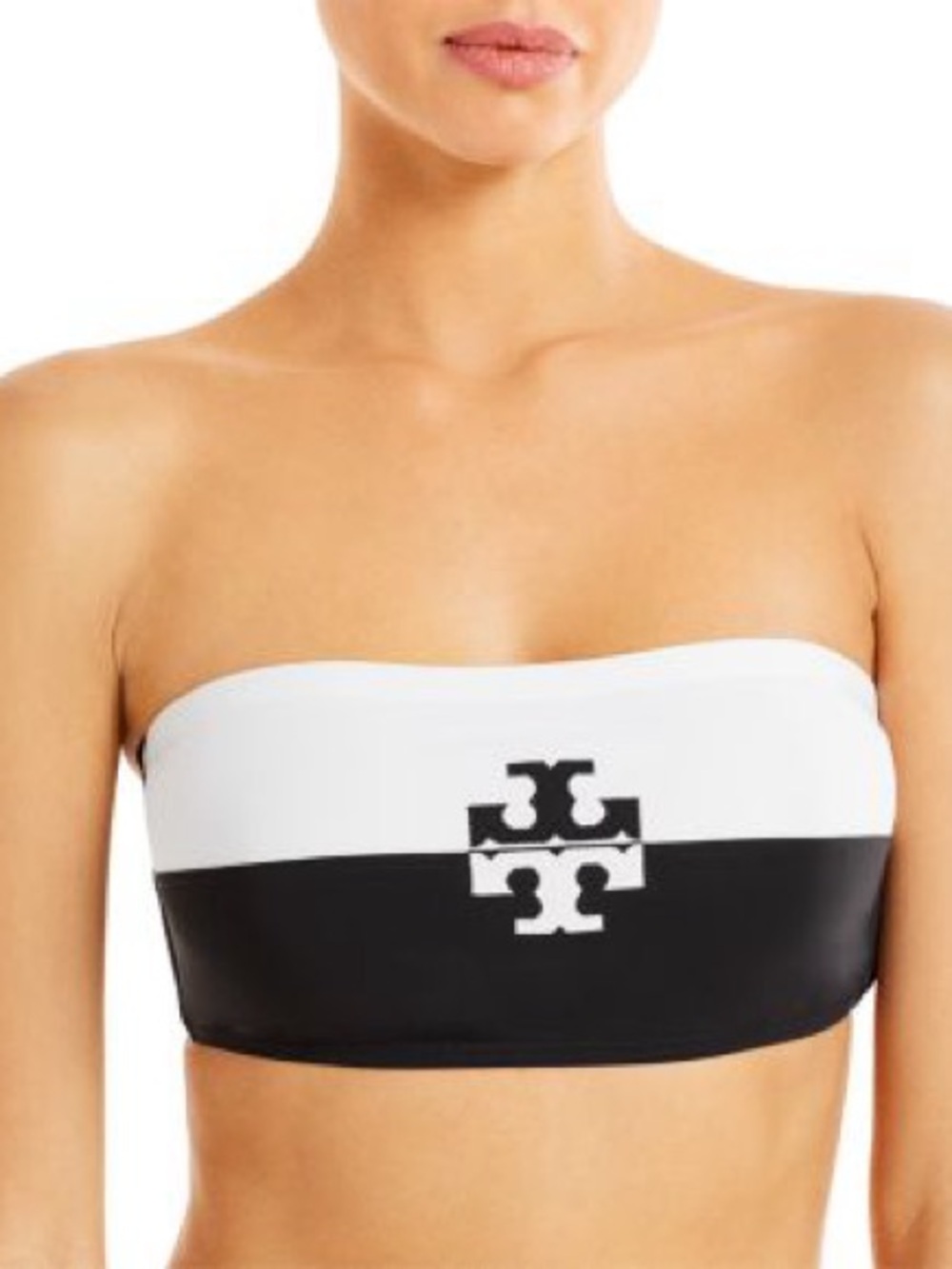 Tory Burch Black and White Color-Blocked Bandeau